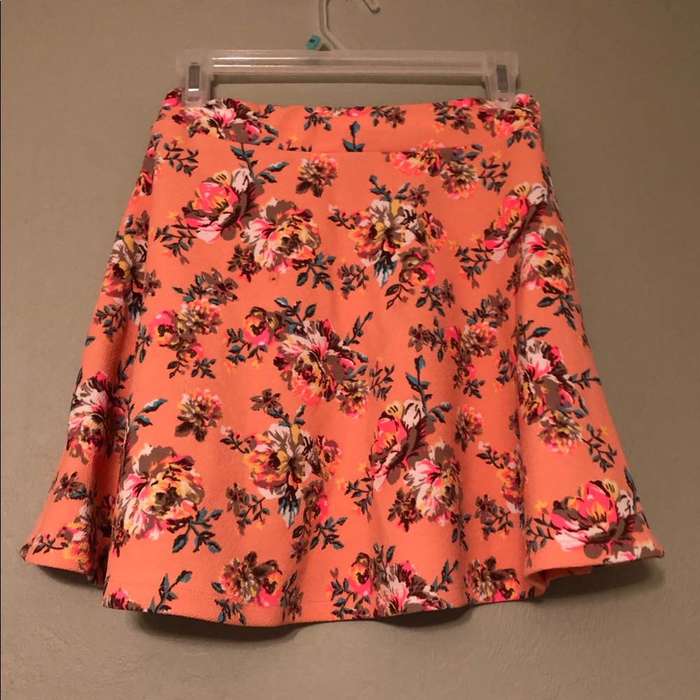 Coral Floral Skirt - A-Line/Flirty/Polyester